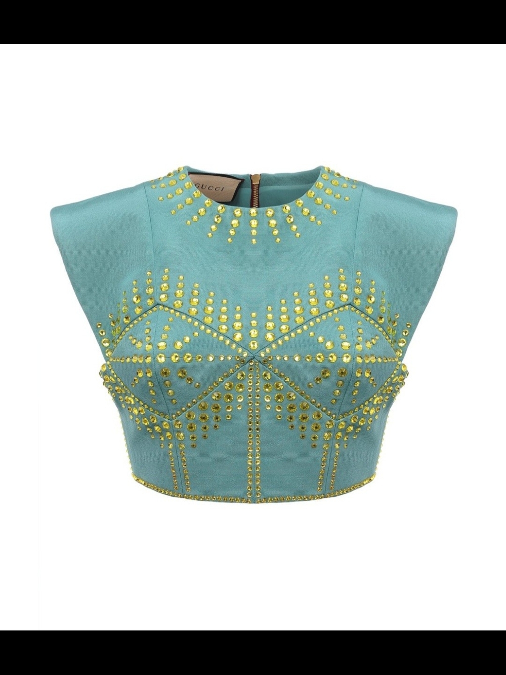 Gucci Turquoise Studded Crop Top - Picture 1 of 7